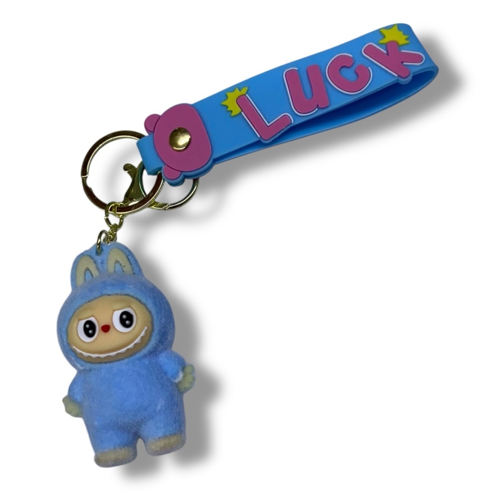 Labubu NEW Blue Monster Series Fuzzy Kawaii Cute Keychain Bag Charm